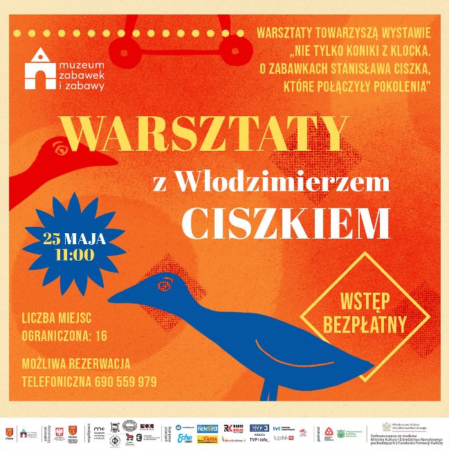 Plakat warsztatów z Włodzimierzem Ciszkiem 25 maja 2025 roku.