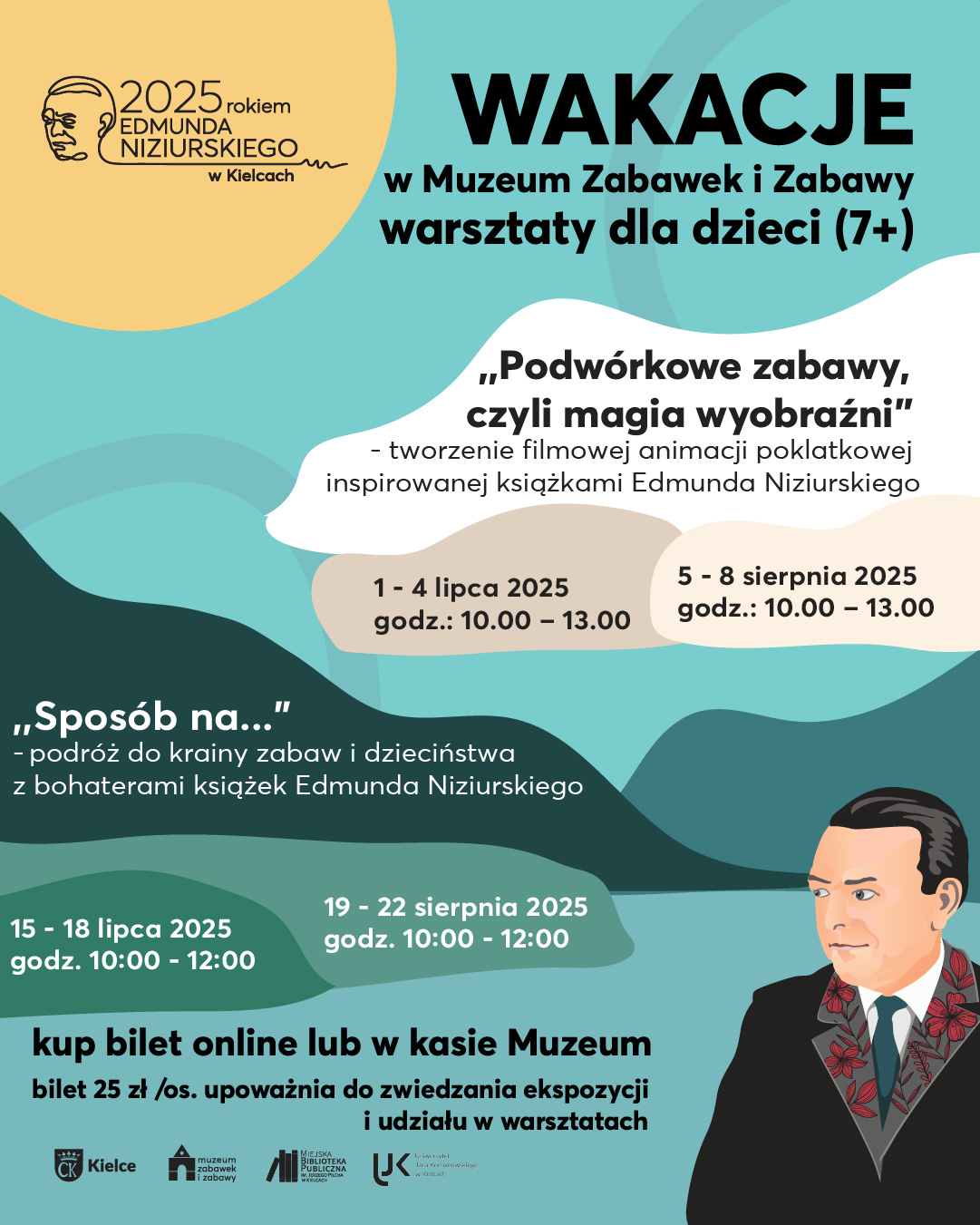 Wakacje. Wakacyjne warsztaty. Muzeum Zabawek i Zabawy w Kielcach. Edmund Niziurski. Rok Edmunda Niziurskiego.