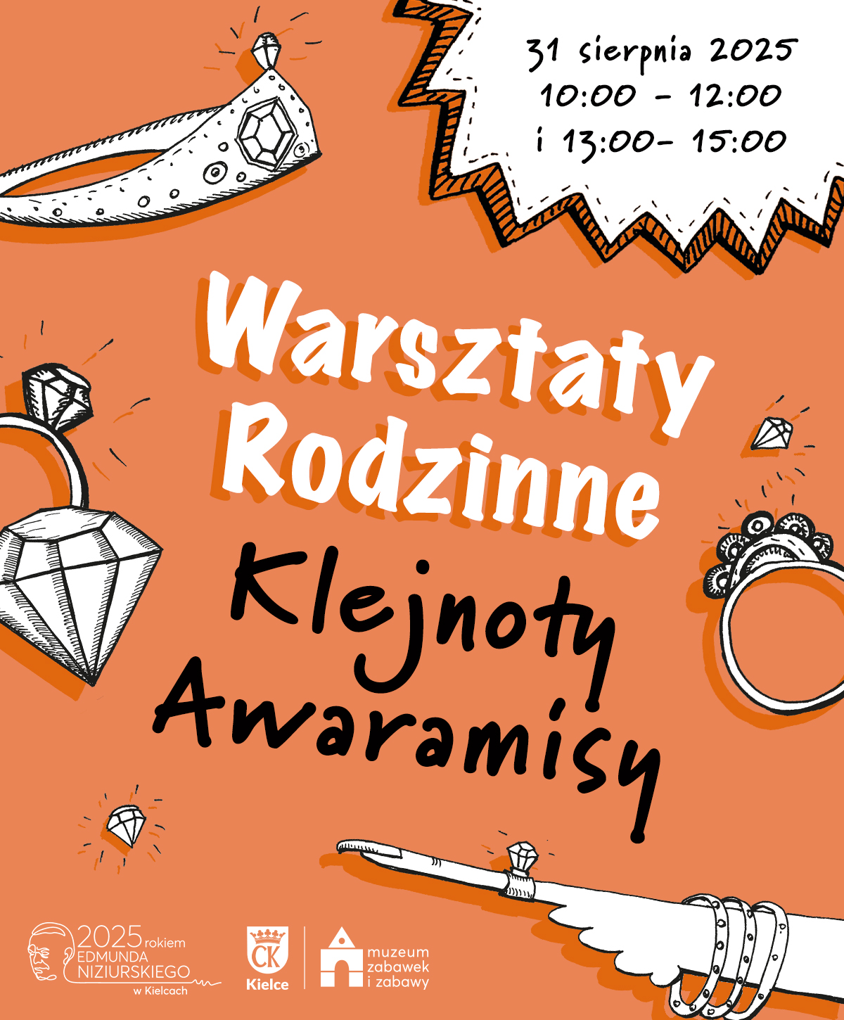 Warsztaty rodzinne. Klejnoty Awaramisy. Muzeum Zabawek i Zabawy w Kielcach.