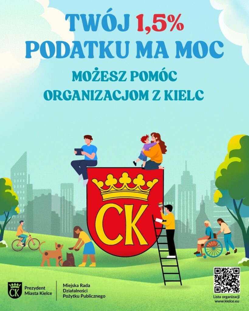 Miasto Kielce. 1,5% podatku. Ogłoszenie.