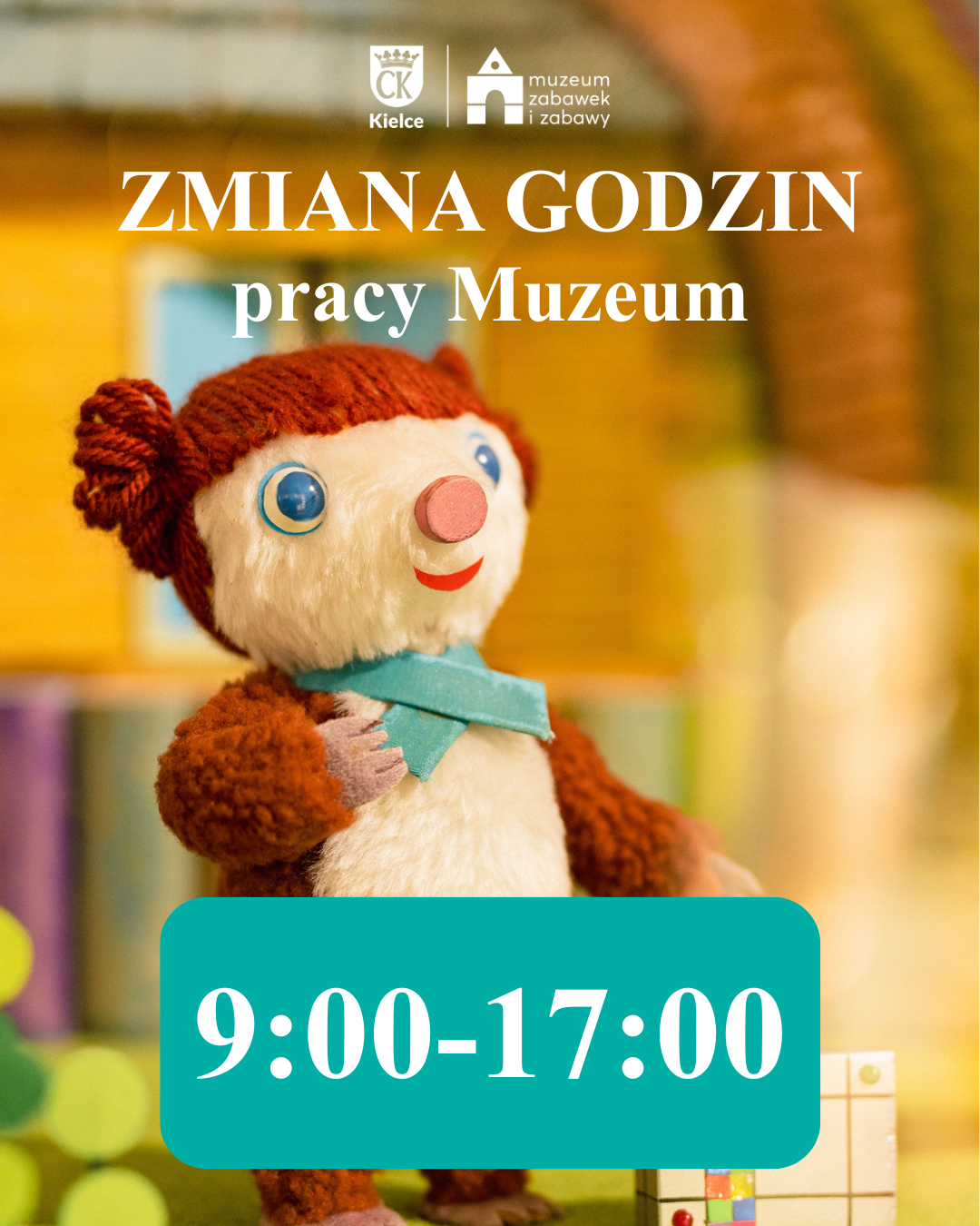 Miś Koralgol. Kielce. Muzeum Zabawek i Zabawy. Godziny otwarcia.