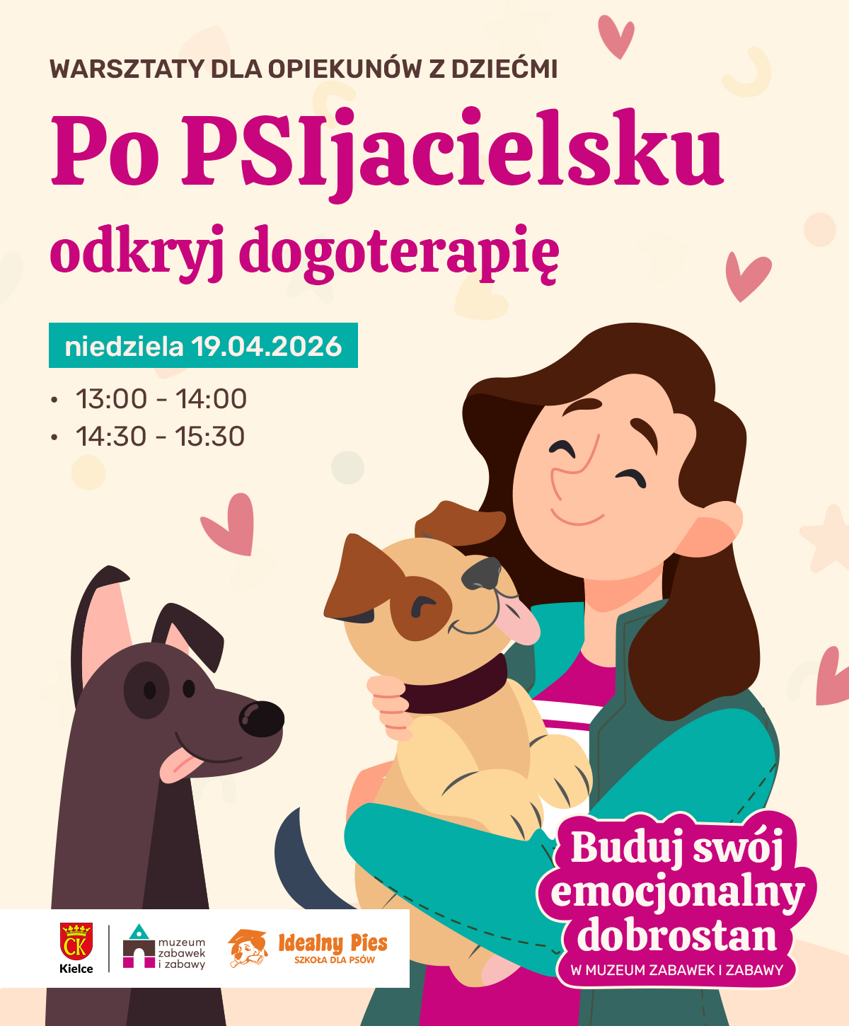 dogoterapia. kielce. muzeum zabawek i zabawy. psy.