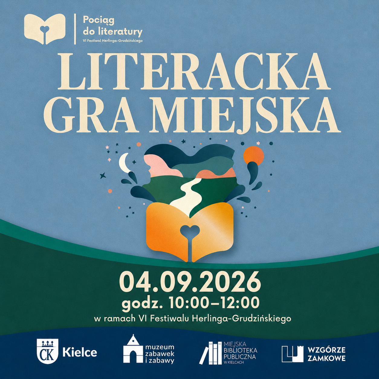 Literacka Gra Miejska. Muzeum Zabawek i Zabawy. Miasto Kielce. Festiwal Herlinga Grudzińskiego.